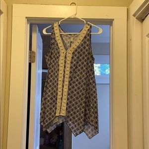 Blue & white patterned kerchief tank